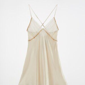 ✨Unique ZARA Aesthetic Silk Satin Dress Soft Light Night Gown Dust Cream BabyDol